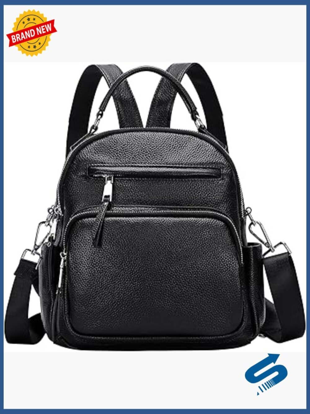 Genuine Leather Convertible Backpack Handbag 4-in-1 Crossbody Shoulder Bag